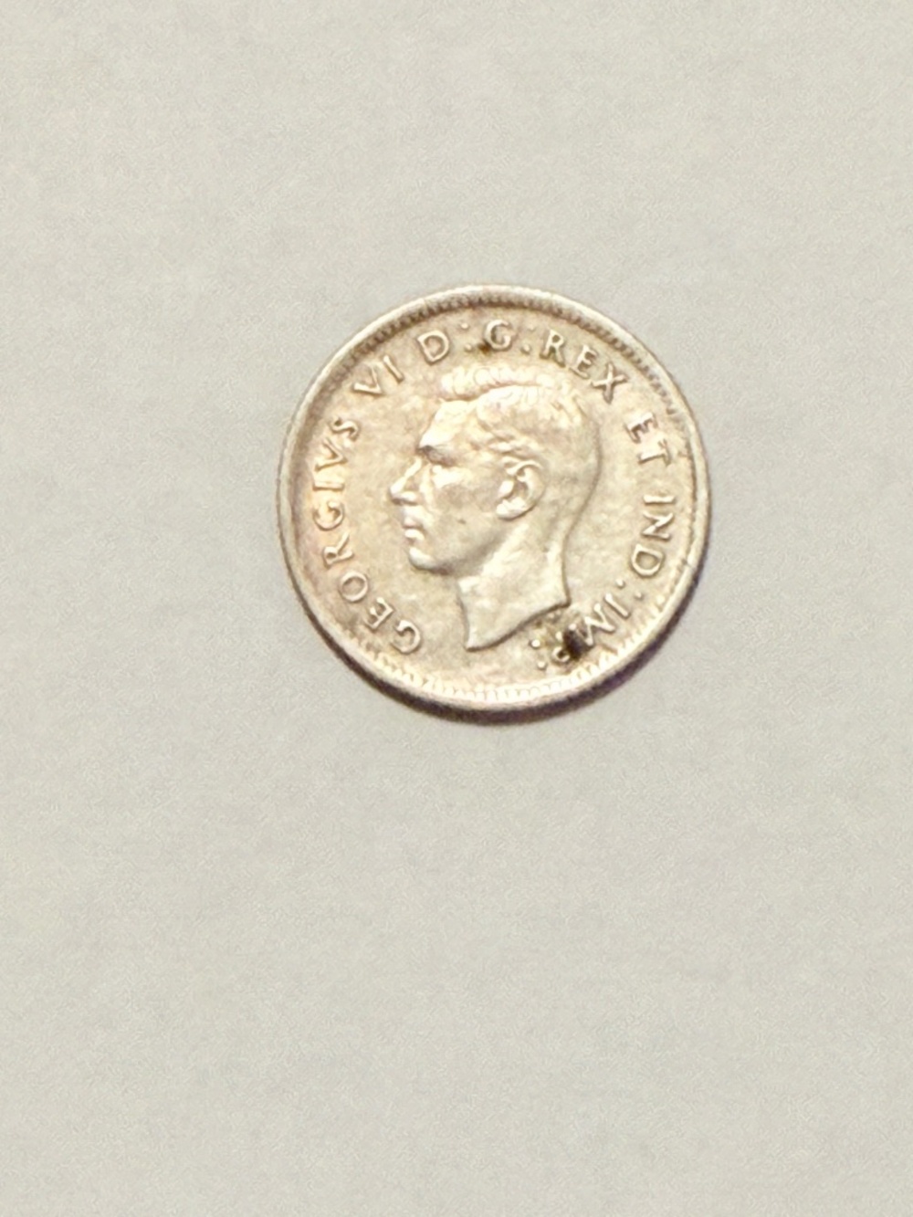 1940 Canada Canadian Silver piece 10 Cents Coin, King George VI Dime BlueNose